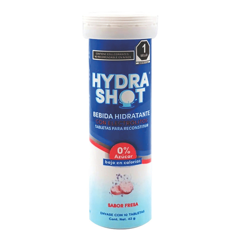 Bebida Hidratante Con Electrolitos Hydra Shot Sabor Fresa Envase Con 10 Tabletas