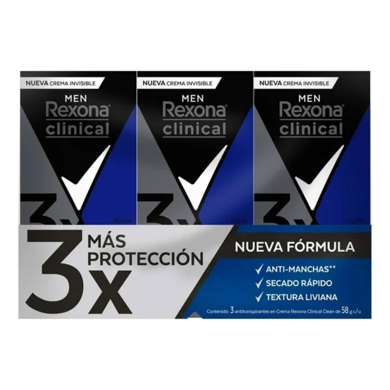 Antitranspirante En Crema Rexona Clinical Classic 3 Pzas De Men
