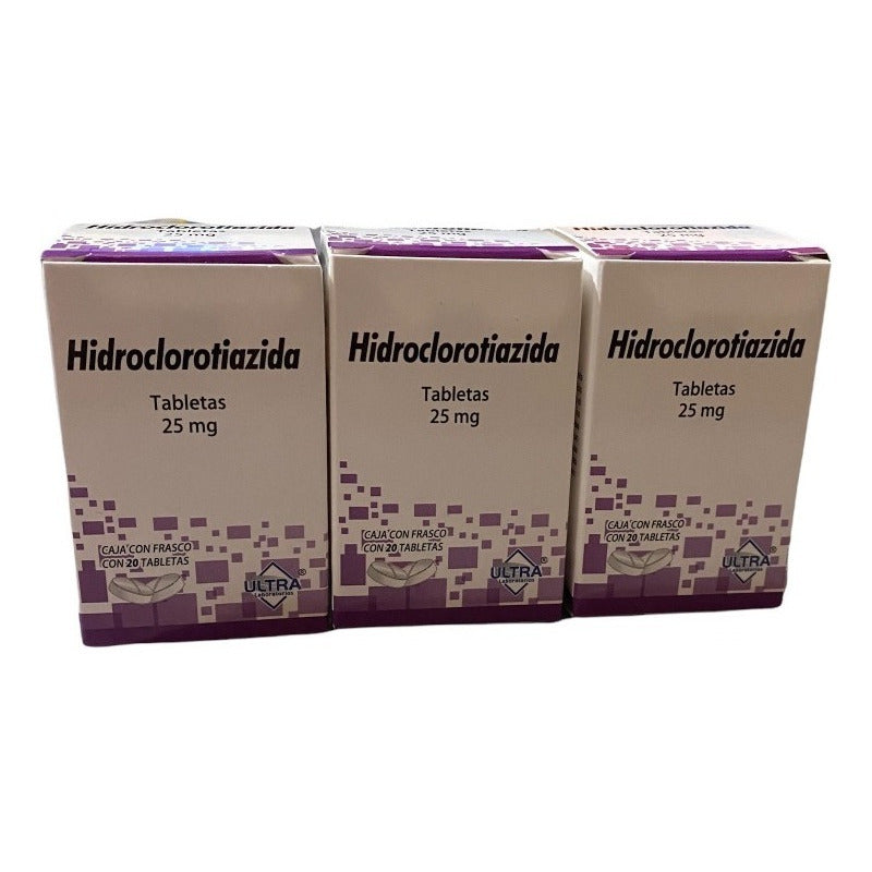 3 Cajas Hidroclorotiazida 25mg 20 Tabletas Cu