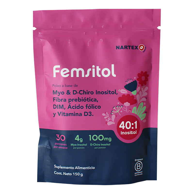 Femsitol Myo Inositol Y D-chiro Inositol 150g (30 Porciones) Nartex Suplemento Mujer Balance Hormonal, Piel Sana Y Síndrome De Ovario Poliquístico