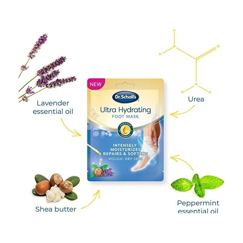 Dr Scholls Mascarilla Para Pies Ultra Hidratante Reparadora