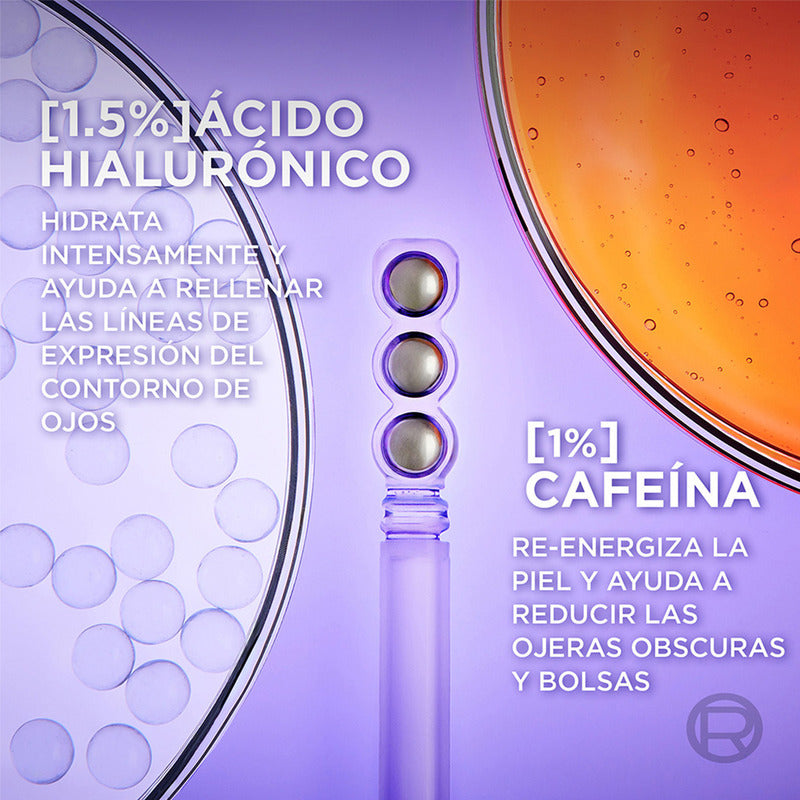 L'oréal Paris Revitalift Ácido Hialurónico Sérum Ojos, Hidrata Intensamente Y Rellena Líneas De Expresión, Disminuye Ojeras, Para Contorno De Ojos, 20 Ml.