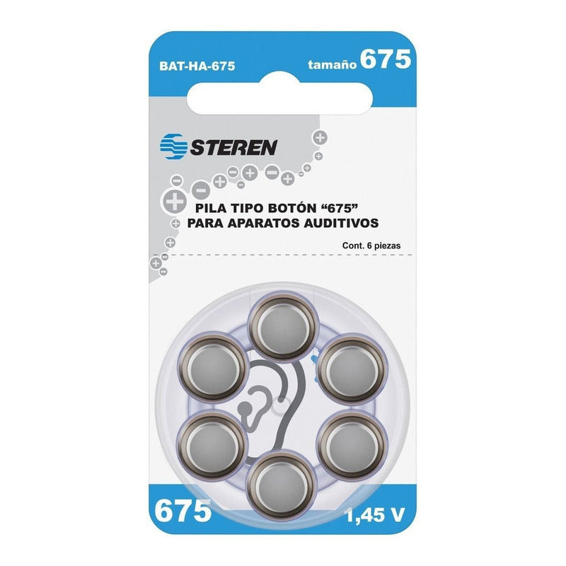 Pila Bateria Tipo Boton 675 Para Aparatos Auditivos 6 Piezas