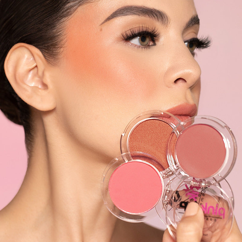 Pink Up, Rubor En Polvo, Larga Duración, Alta Pigmentación Tono Del Maquillaje Soft Coral