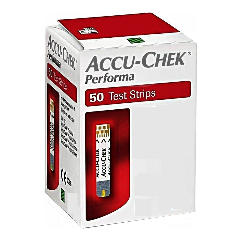 Tiras Reactivas De Glucosa Accu Check Performa Caja 50 Pzas Color Rojo