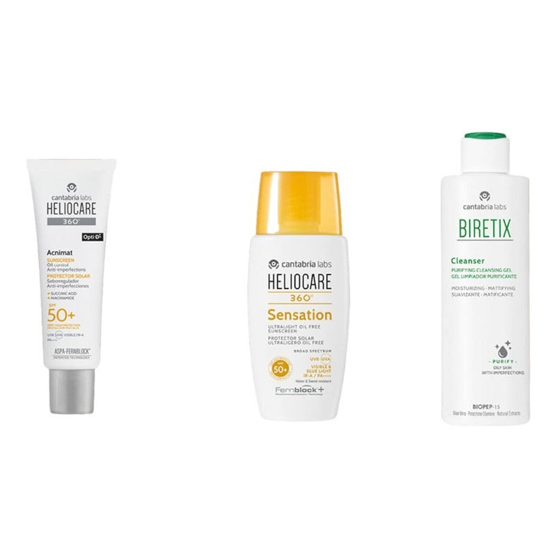 Kit Heliocare Acnimat +heliocare Sensation +biretix Cleanser