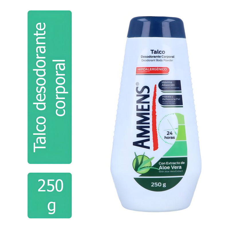 Talco Corporal Ammens Desodorante Aloe Vera 250g