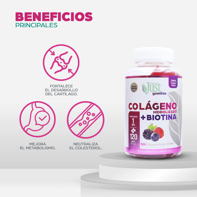 Colágeno Hidrolizado + Biotina Olnatura Just 120 Gomitas Frutos Rojos