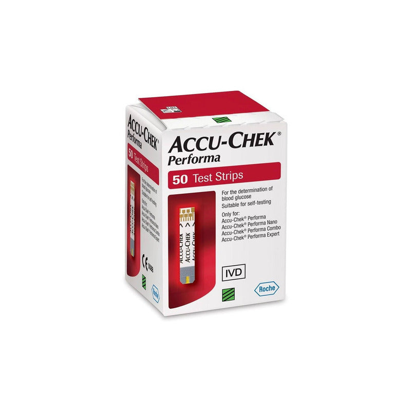 Tiras Reactivas De Glucosa Accu Check Performa Caja 50 Pzas Color Rojo