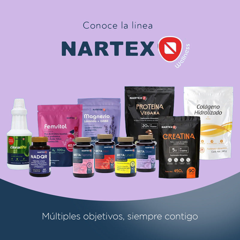 Meta Glow 30 Caps Nartex Wellness Con Probióticos, Colágeno Y Ácido Hialurónico Sin Sabor Para Piel Sana, Salud Digestiva Y Bienestar Integral