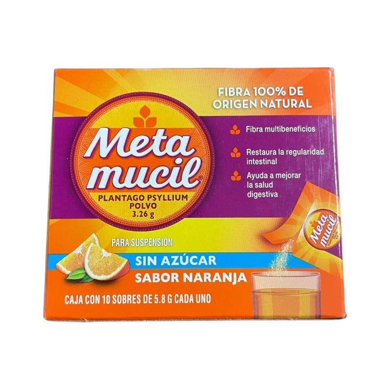 Metamucil Polvo Sabor Naranja Sobres, 10 Sobres 5,8 G