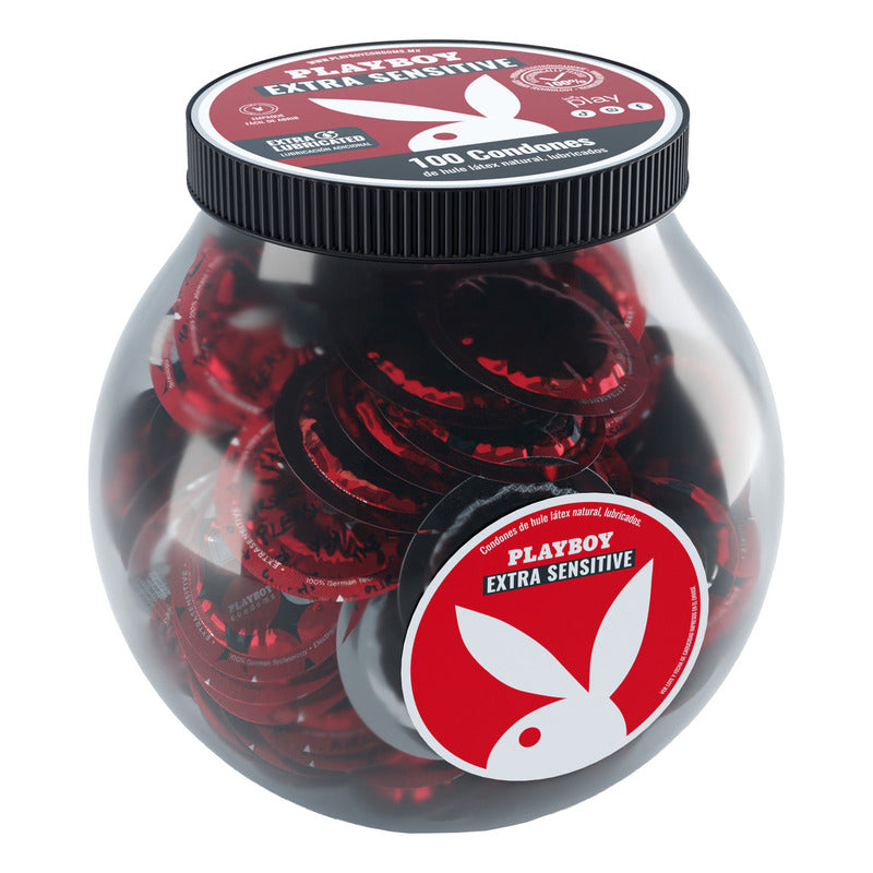 Playboy 100 Condones Lubricados Extra Sensibles