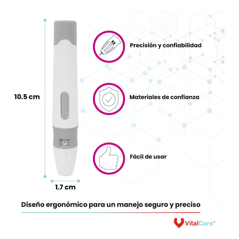 Kit Glucómetro310 Vitalcare 50tiras+100lancetas+disp Puncion - Negro