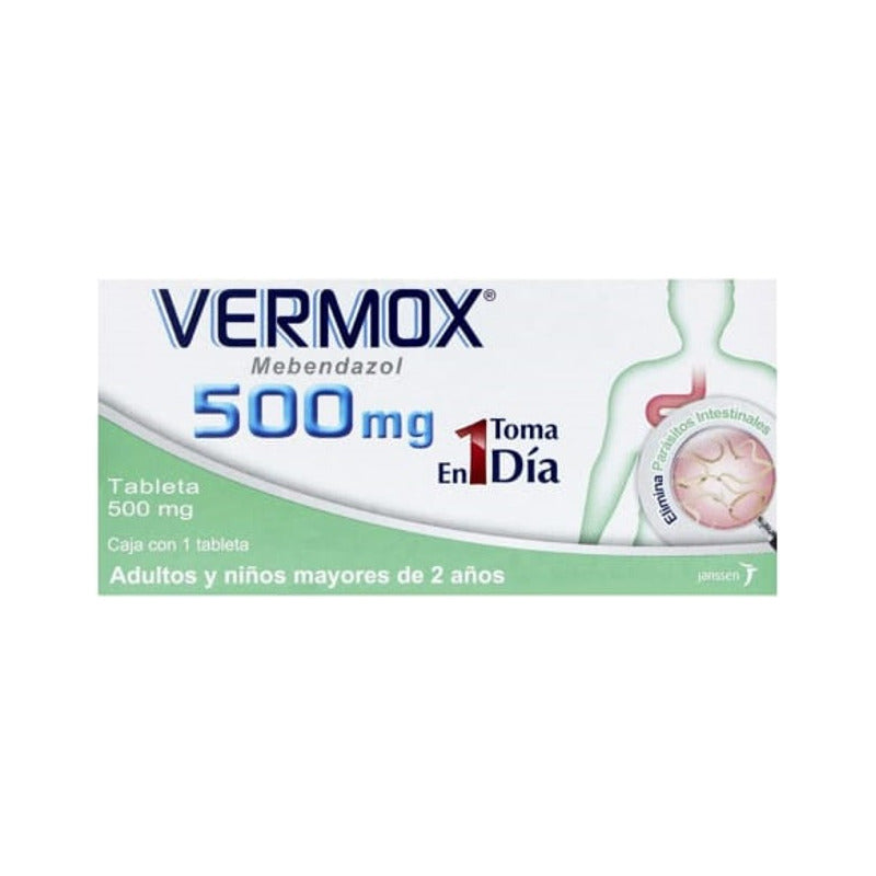 Vermox Desparasitante 500mg 1 Toma