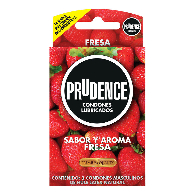 Condones De Látex Prudence Sabor Y Aroma Fresa 3 Condones