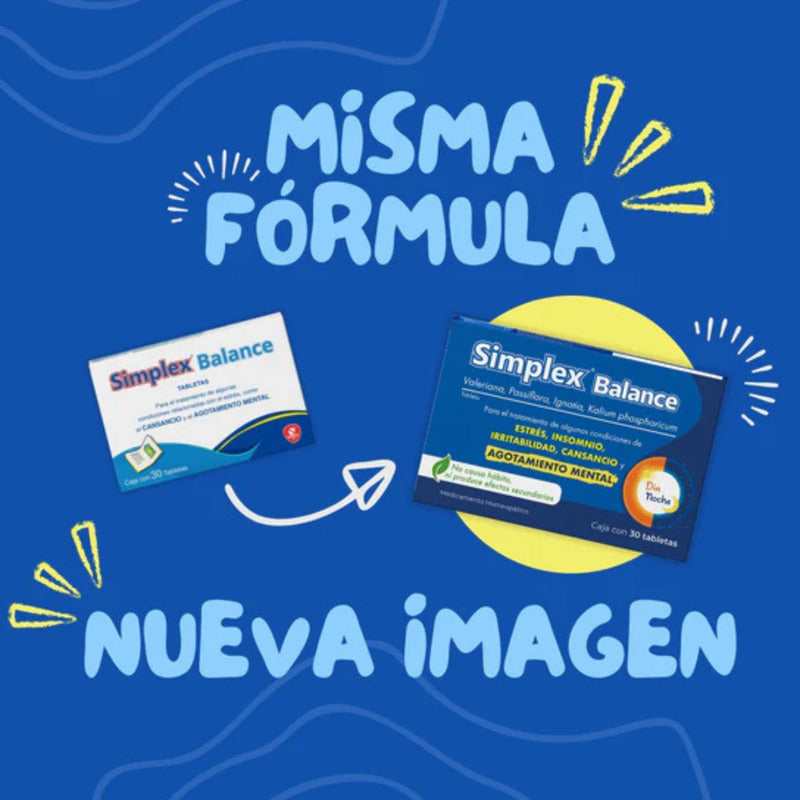 Simplex Balance Nartex Labs 30 Tabs Con Pasiflora Auxiliar En Cansancio Mental, Estrés Y Ansiedad Suplemento Natural Sin Sabor Para Agotamiento Mental