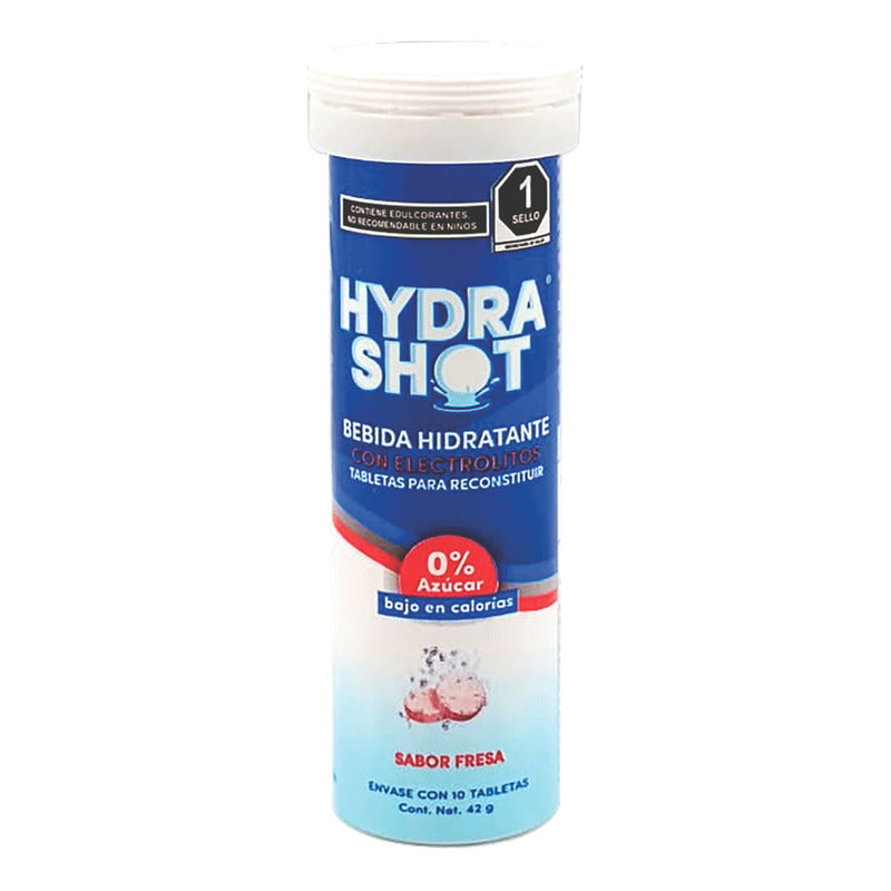 Hydra Shot Bebida Hidratante Con Electrolitos Fresa 10tabs
