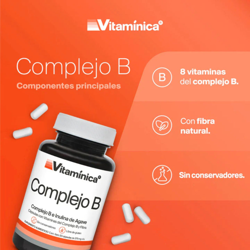 Vitamínica Suplemento Complejo B E Inulina De Agave 30 Caps Sin Sabor