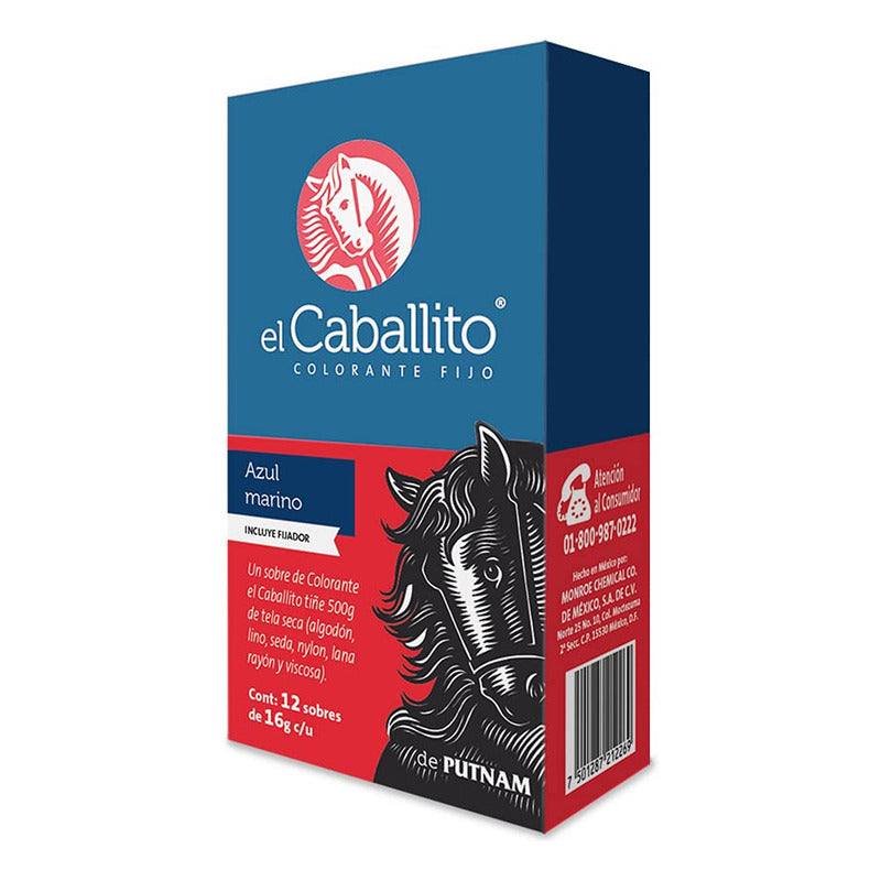 El Caballito Colorante Para Ropa Azul Marino 16g 12pzas