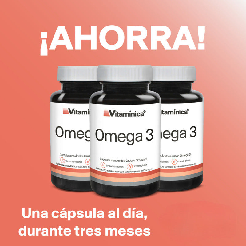 Pack X3 Omega 3 Vitaminica 1000 Mg En Capsulas Sabor Sin Sabor