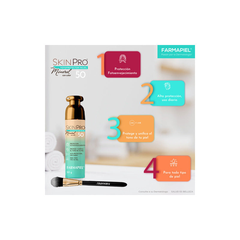 Skinpro Fotoprotector Facial Mineral Con Color Tono Medio
