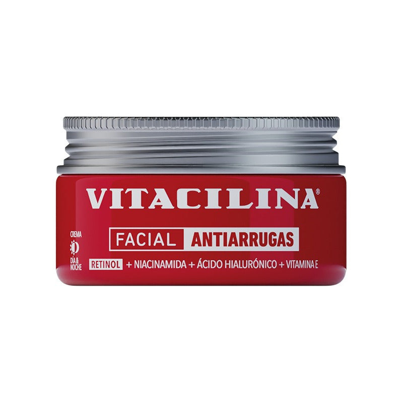 Vitacilina Crema Facial Antiarrugas Con Retinol Y Ácido Hialurónico, Uso Día Y Noche, 100g, Todo Tipo De Piel