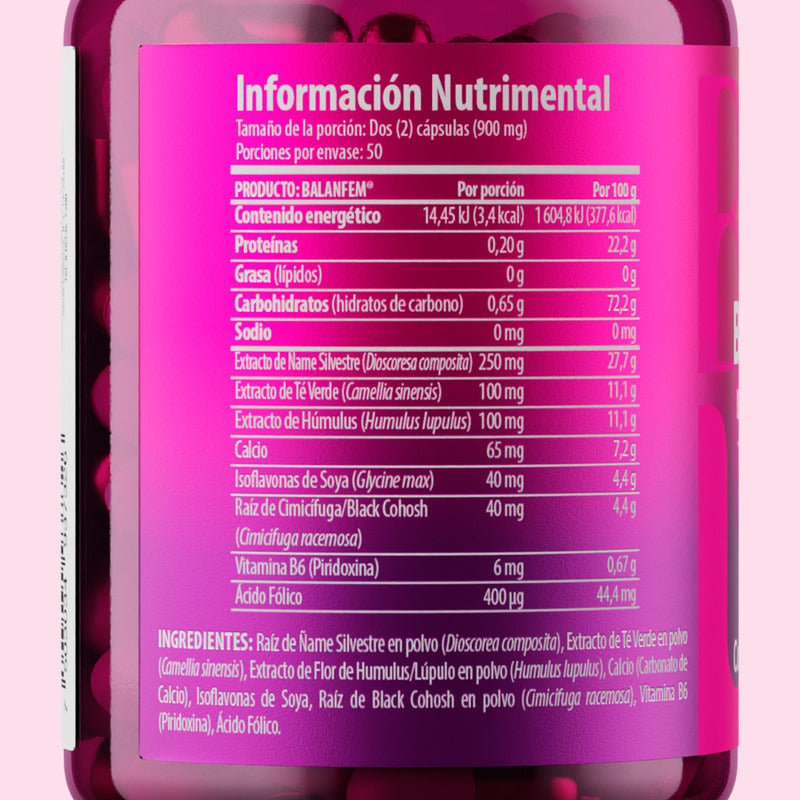 Balanfem Solanum Isoflavonas, Calcio, Acido Folico 100 Cap Sabor Sin Sabor