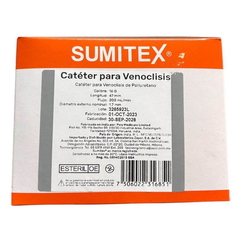 Catéter Para Venoclisis Sumitex Caja Con 50pzs