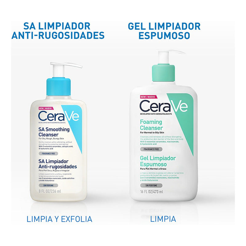 Gel Cerave Limpiador Espumoso Piel Normal A Grasa Sin Perfume De 473 Ml Día Y Noche