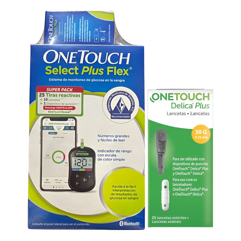 Kit 25 Tiras One Touch +35 Lancetas+lancetador+glucometro
