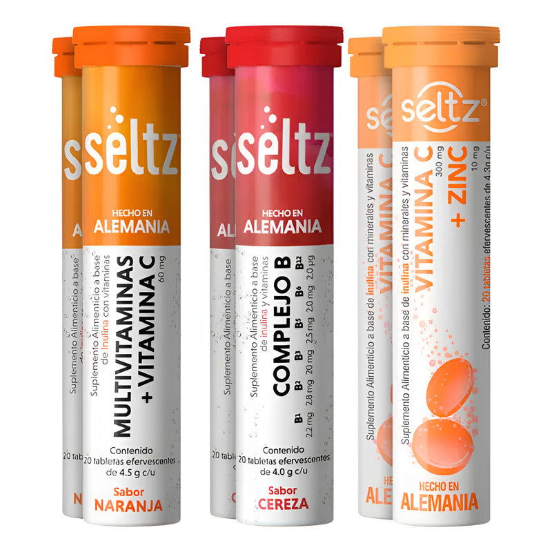Seltz Multivitaminas, Complejo B Y Zinc + Vitamina C 6 Tubos Varios Sabores