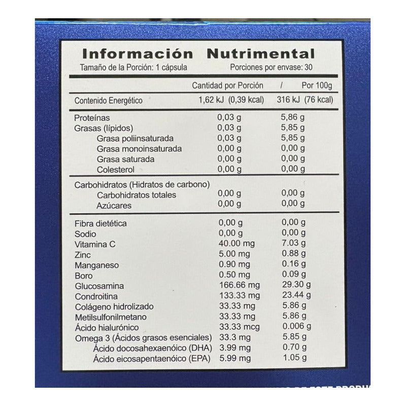Justfx Fórmula Premium Glucosamina+condroitina 30caps Sin Sabor