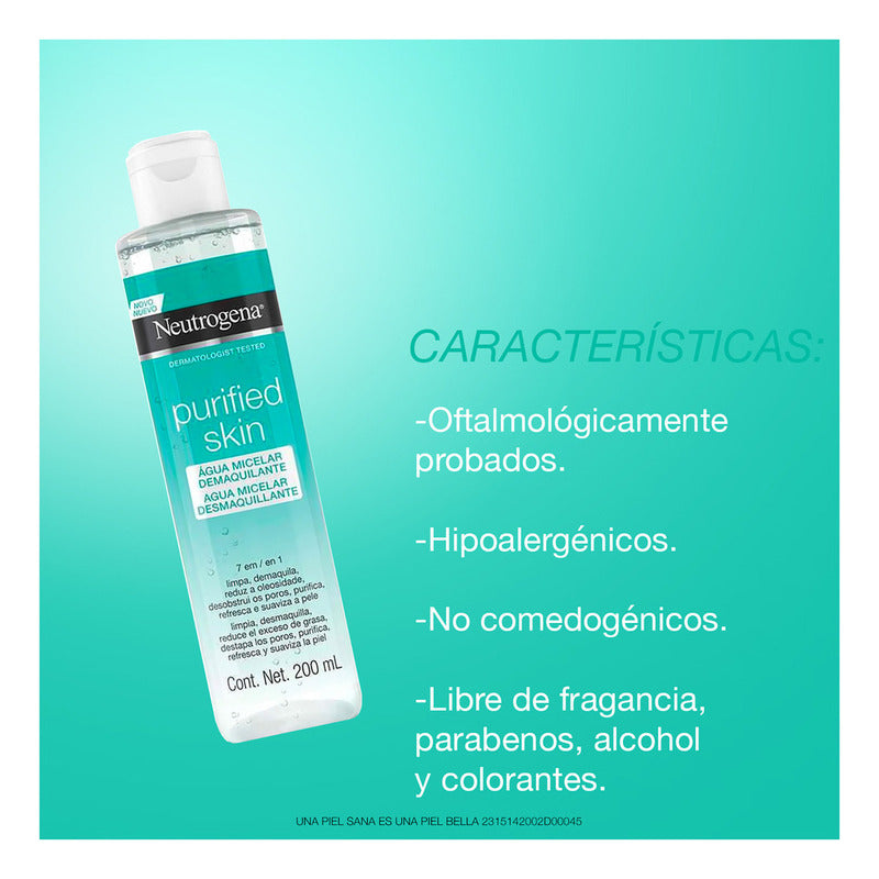 Agua Micelar Limpiadora Purificada Para La Piel 200 Ml Neutrogena