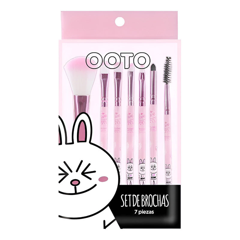 Set De Brochas Para Maquillaje Ooto 7 Piezas Rosa