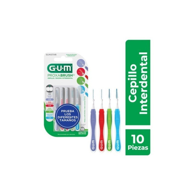 Gum Proxabrush Cepillo Interdental Mix Tamaños 10pzas