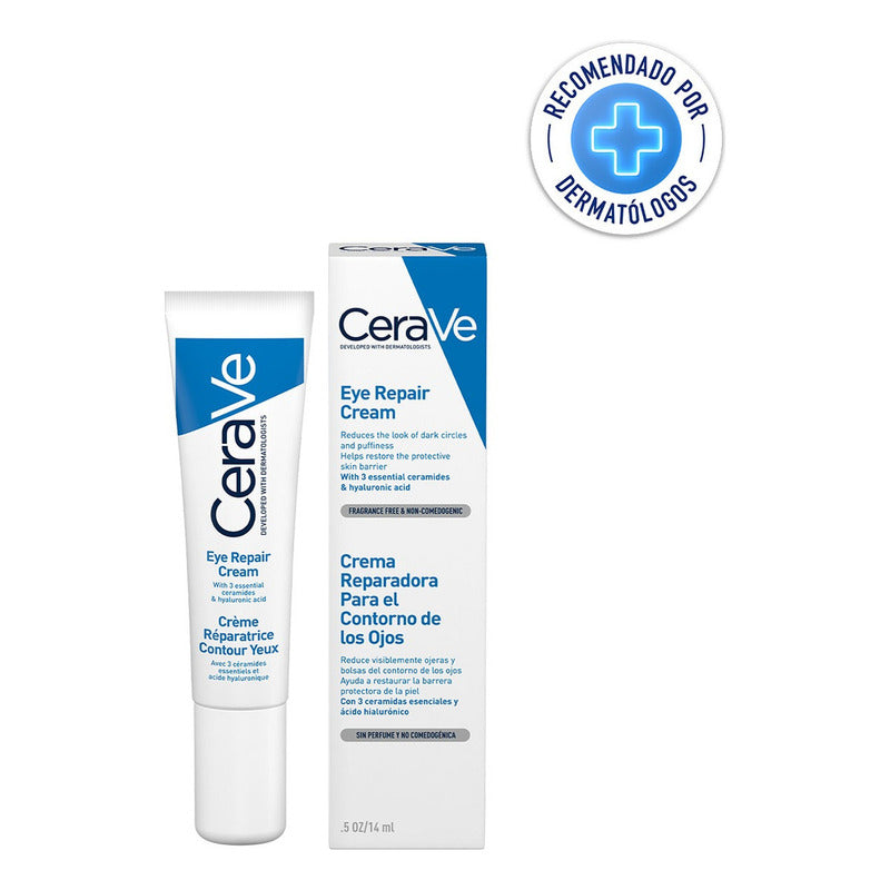 Cerave Crema Reparadora Para El Contorno De Los Ojos | Fórmula Ligera | Mejora La Apariencia De Las Ojeras Y Bolsas | Rápida Absorción Sin Sensación Grasosa | 14ml | .5oz