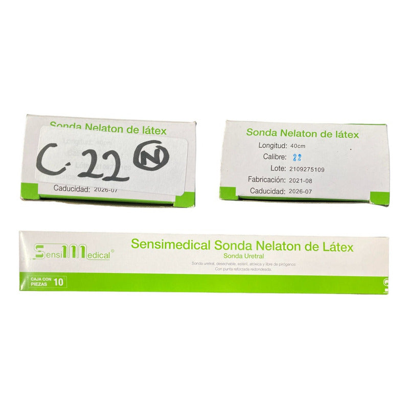 Caja 10 Sonda Nelaton De Látex Sensimedical Una Vía Calibres