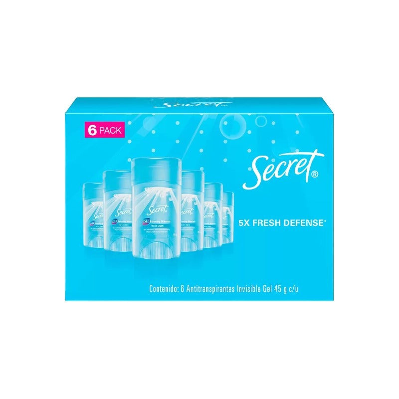 Secret Antitranspirante En Gel De Lino Fresco 6 Pzas De 45g