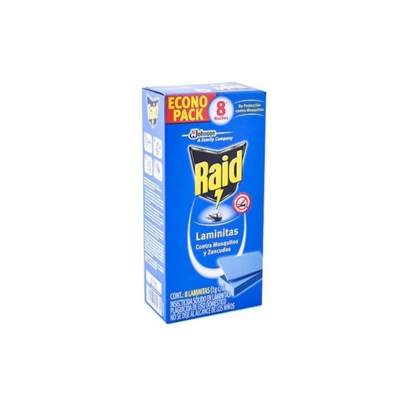 Raid Laminitas Insecticida Mosquitos Y Zancudos 8 Piezas