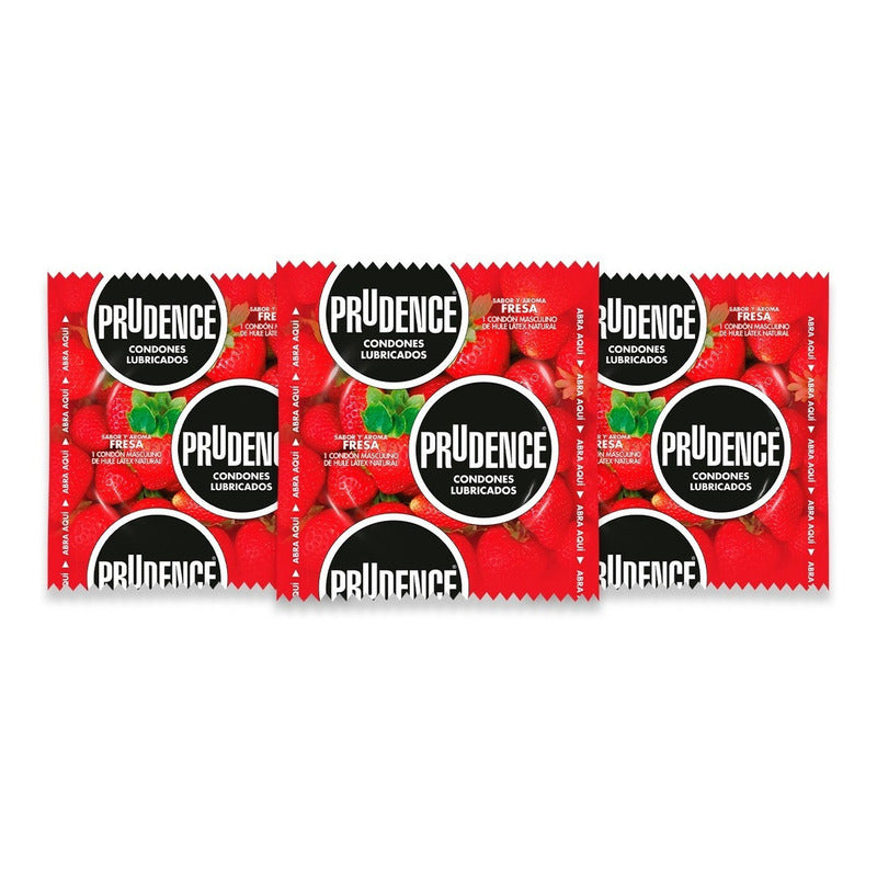 Condones De Látex Prudence Sabor Y Aroma Fresa 3 Condones