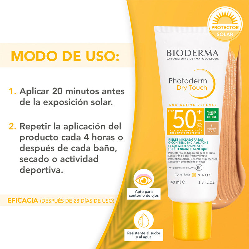 Bioderma Photoderm Dry Touch Bloqueador Solar Dorado 40ml