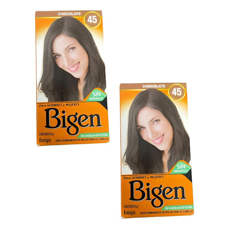 2 Bigen Tinte Permanente Cabello Hombres Y Mujeres Tono 45 45 Chocolate