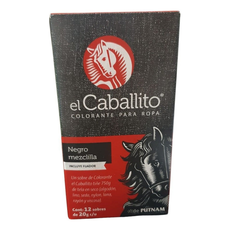 El Caballito Colorante Para Ropa Negro Mezclilla 12pzas 20g