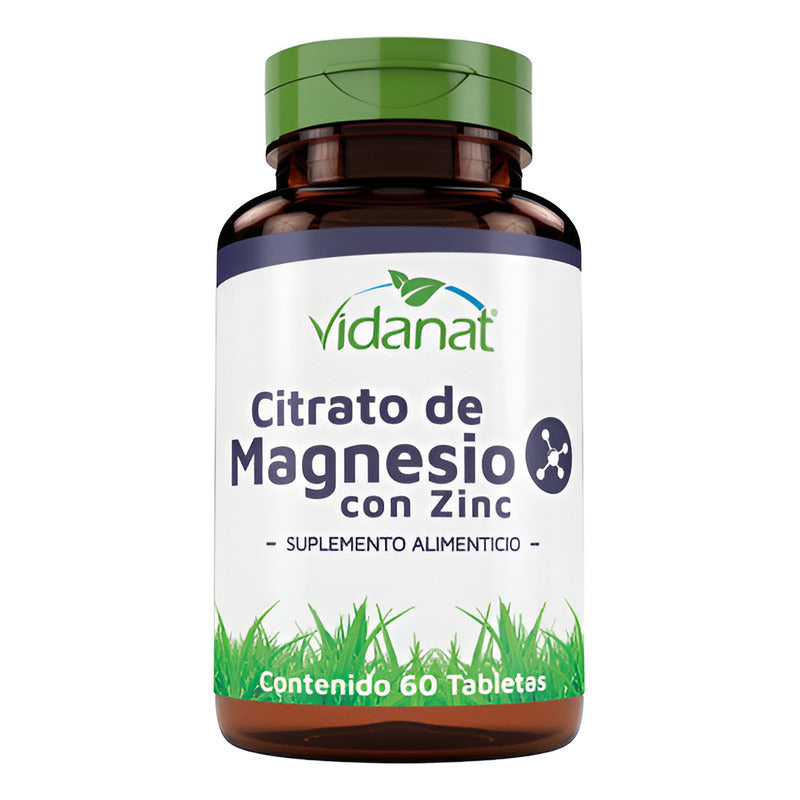 Citrato De Magnesio Con Zinc Vidanat 60 Tabs - Sin Sabor