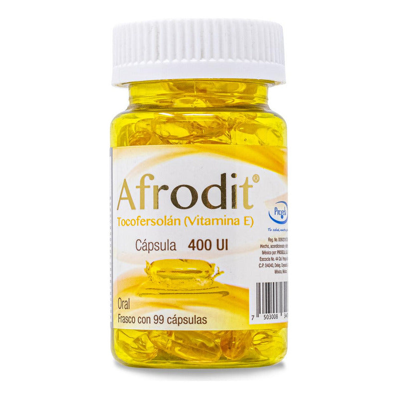 Afrodit Tocofersolan Vitamina E 99 Capsulas 400ui Progela Sabor Sin Sabor
