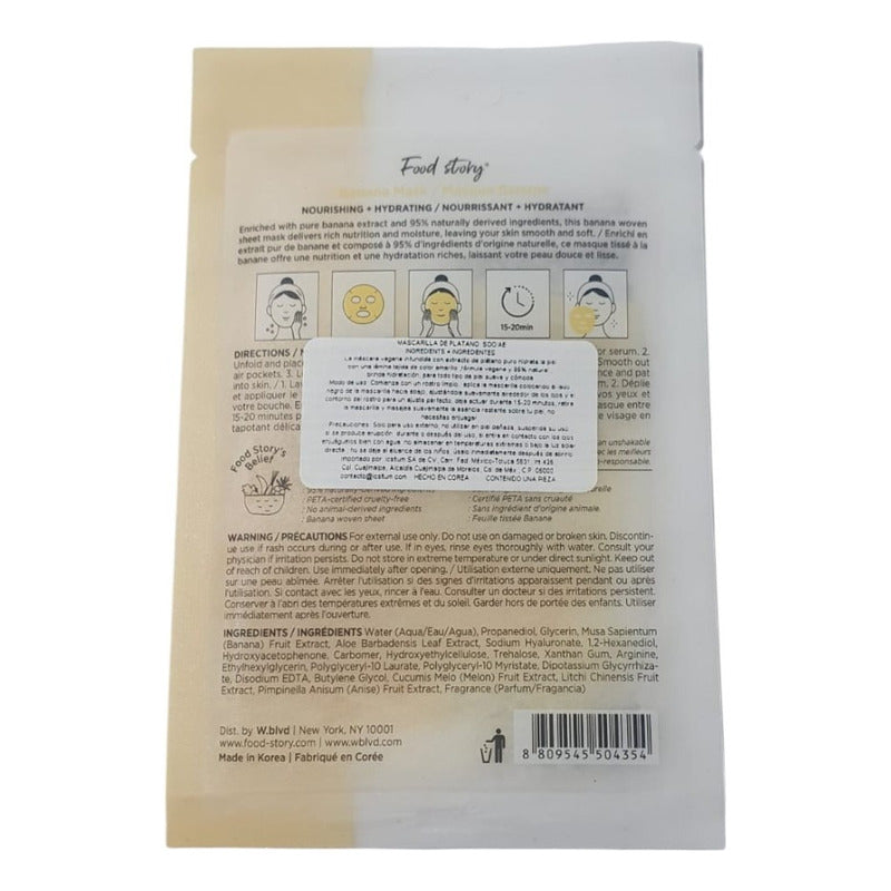 Food Story Mascarilla Hidratante Banana 1 Pieza Todo Tipo De Piel