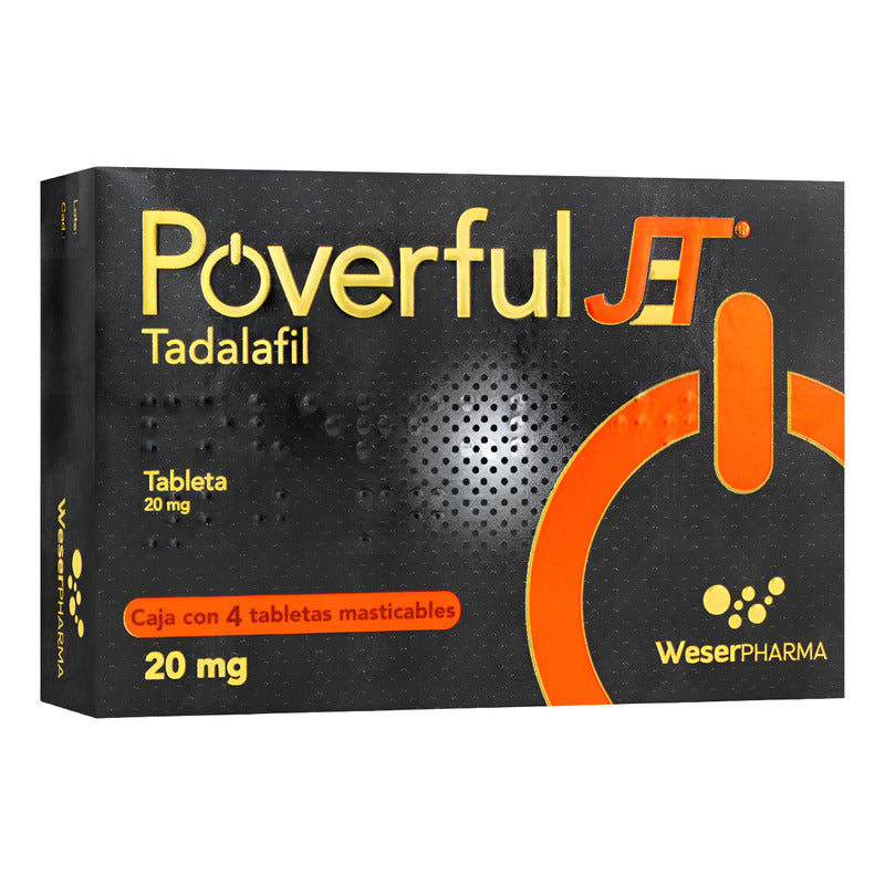 Proverful Jet Tadalafil 20mg 4 Tabletas Masticables Naranja