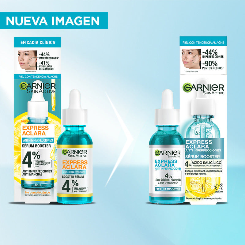 Garnier Express Aclara Sérum Anti-imperfecciones 30 Ml, Vitamina C + Ácido Salicílico
