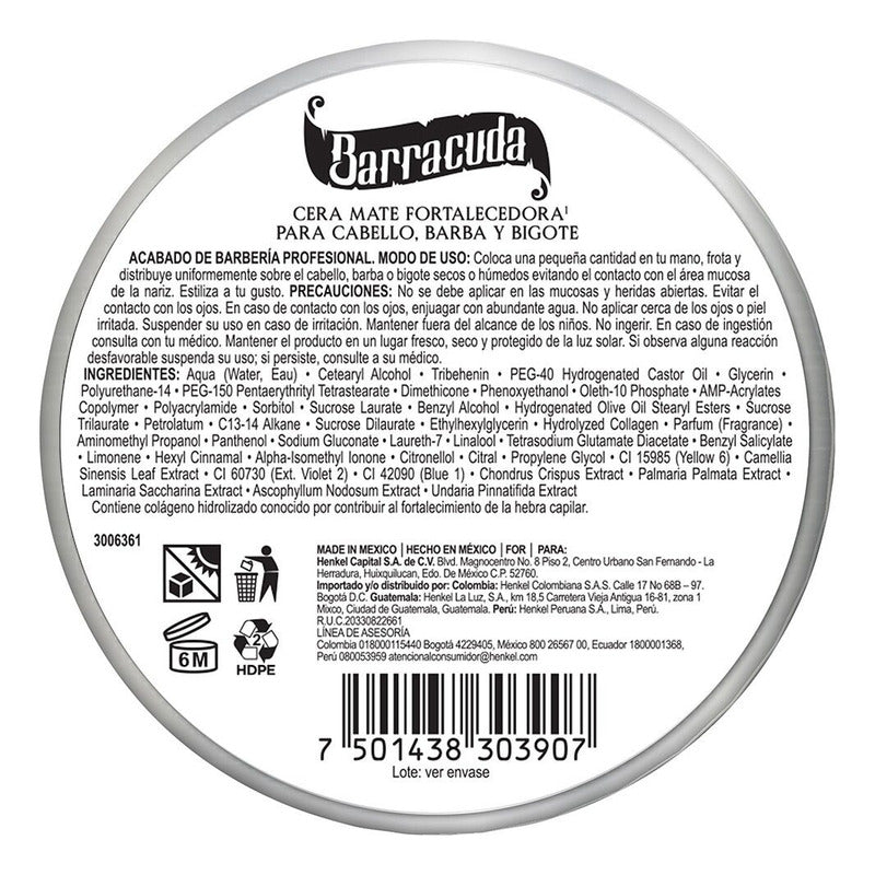 Barracuda Cera Para Cabello Mate Fortalecedora 60g