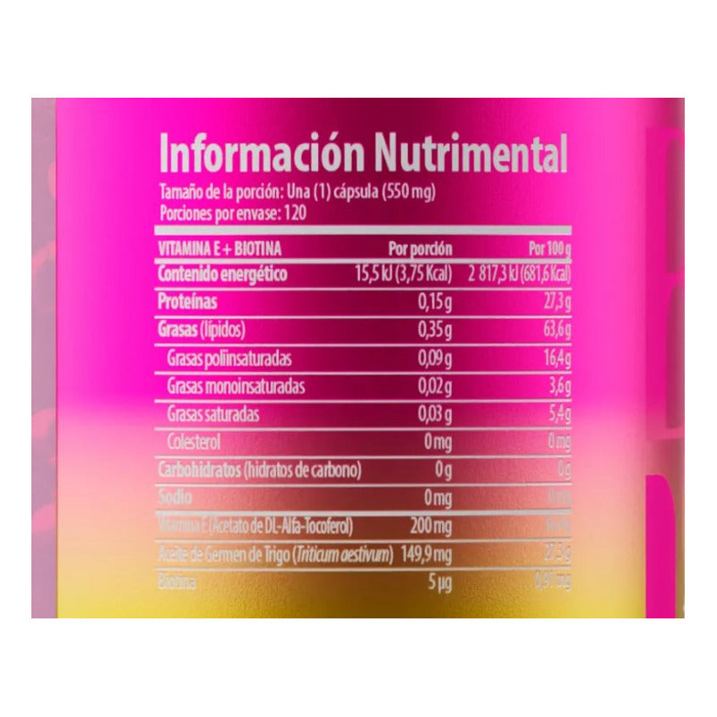 Solanum Vitamina E + Biotina, Germen De Trigo 120 Caps Sfn Sabor Sin Sabor